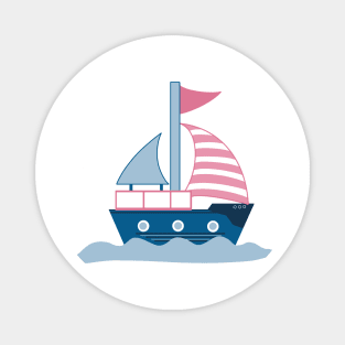 Blue and pink boat Magnet